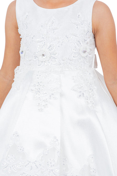 Girls Floral Embroidery Cutout Overlay Flower Girl Dress 2-16